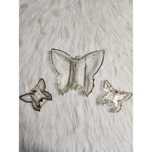 Vintage Jeanette Butterfly Glass Snack Set